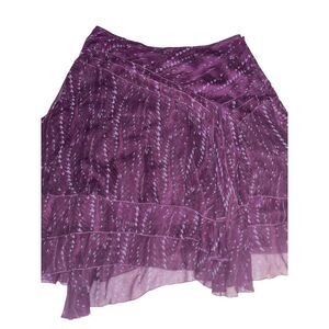 DKNY City Whimsigoth Coquette 100% Silk Skirt 12P Layer Geometric Chiffon Kawaii